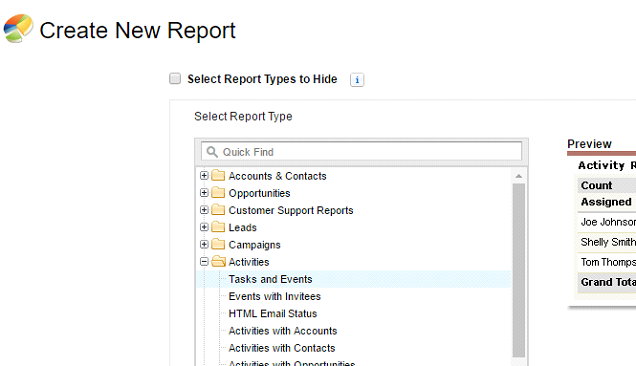 Create new report